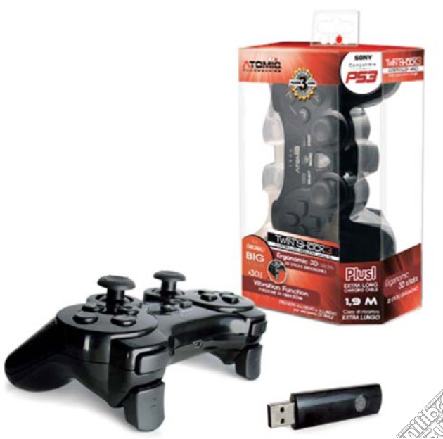 Ctrl wrlss TwinShock3 Atomic Nero PS3 videogame di PS3