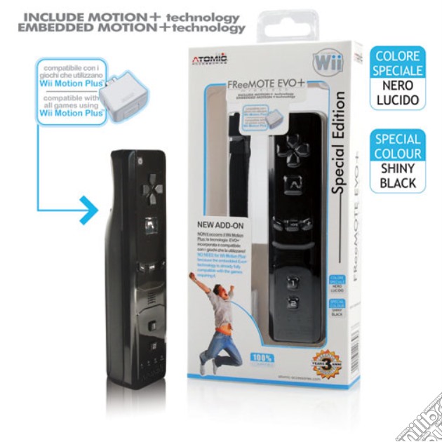 WII FreeMote Evo+ black Motion Plus videogame di WII