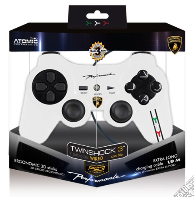 Ctrl wired TwinShock3 Lamborghini Bianco videogame di PS3