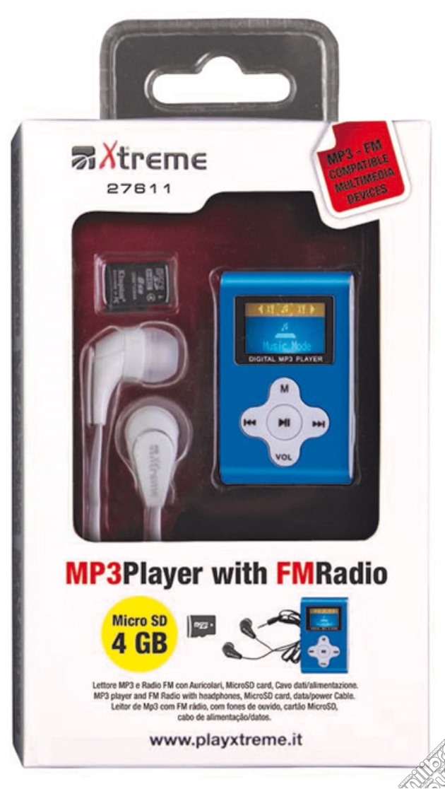 Lettore MP3 Radio FM+Memory 4GB Blu videogame di ACC