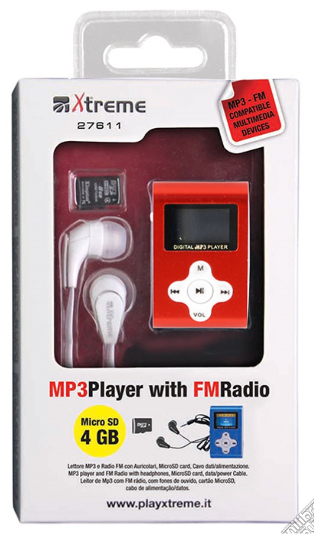 Lettore MP3 Radio FM+Memory 4GB Rosso videogame di ACC