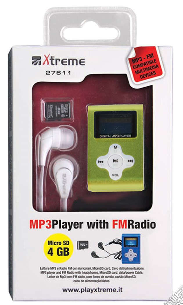 Lettore MP3 Radio FM+Memory 4GB Verde videogame di ACC