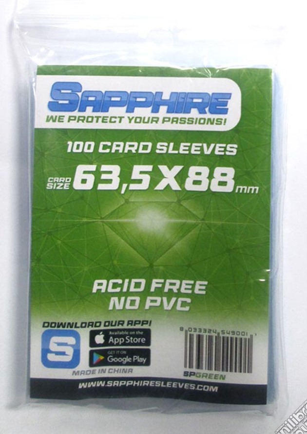 SAPPHIRE Bustine Protettive 63.5x88mm Green 100pz videogame di CABP