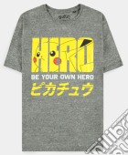 T-Shirt Pokemon Pikachu Pika Hero Uomo M game acc