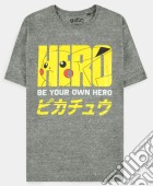 T-Shirt Pokemon Pikachu Pika Hero Uomo L game acc