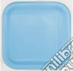 Unique Party: 16 Pwdr Blu 7In Sq Plt Sup Qs. Piatto Carta Quadrato 18 Cm Azzurro giochi