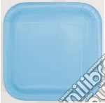 Unique Party: 14 Pwdr Blu 9In Sq Plt Sup. Piatto Carta Quadrato 23 Cm Azzurro giochi