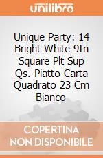 Unique Party: 14 Bright White 9In Square Plt Sup Qs. Piatto Carta Quadrato 23 Cm Bianco gioco