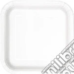 Unique Party: 14 Bright White 9In Square Plt Sup Qs. Piatto Carta Quadrato 23 Cm Bianco giochi