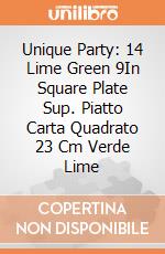Unique Party: 14 Lime Green 9In Square Plate Sup. Piatto Carta Quadrato 23 Cm Verde Lime gioco