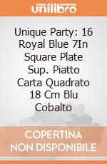 Unique Party: 16 Royal Blue 7In Square Plate Sup. Piatto Carta Quadrato 18 Cm Blu Cobalto gioco