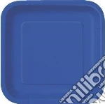 Unique Party: 16 Royal Blue 7In Square Plate Sup. Piatto Carta Quadrato 18 Cm Blu Cobalto giochi