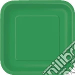Unique Party: 16 Emerld Green 7In Square Plt Sup. Piatto Carta Quadrato 18 Cm Verde Smeraldo giochi