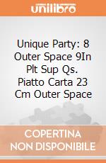 Unique Party: 8 Outer Space 9In Plt Sup Qs. Piatto Carta 23 Cm Outer Space gioco