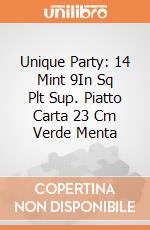 Unique Party: 14 Mint 9In Sq Plt Sup. Piatto Carta 23 Cm Verde Menta gioco