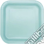 Unique Party: 14 Mint 9In Sq Plt Sup. Piatto Carta 23 Cm Verde Menta giochi