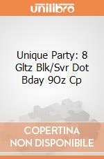 Unique Party: 8 Gltz Blk/Svr Dot Bday 9Oz Cp giochi