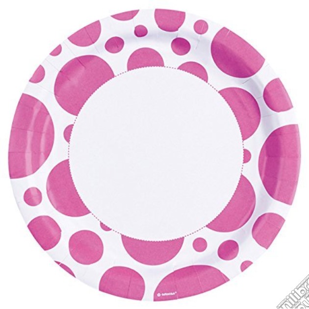 Amscan: Solid Colour Dots Pink - 8 Piatti 23 Cm gioco di Giocoplast