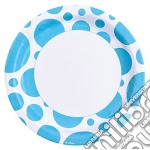 Amscan: Solid Colour Dots Caribbean Blue - 8 Piatti 23 Cm
