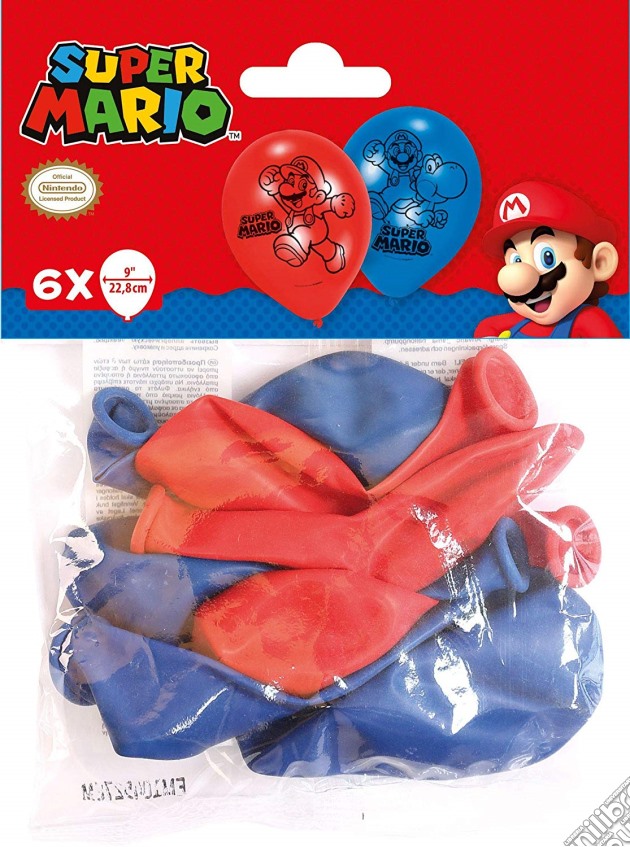 Nintendo: Amscan - Super Mario - Balloon Red & Blue x6 (Palloncini) gioco