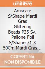 Amscan: S/Shape Mardi Gras Glittering Beads P35 Sv. Pallone Foil S/Shape 71 X 50Cm Mardi Gras Glittering Beads Occ. X Append giochi
