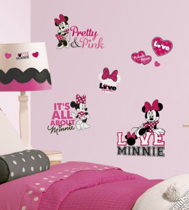 Minnie - Loves Pink - Adesivi Da Parete - 4 Fogli gioco di Joy Toy