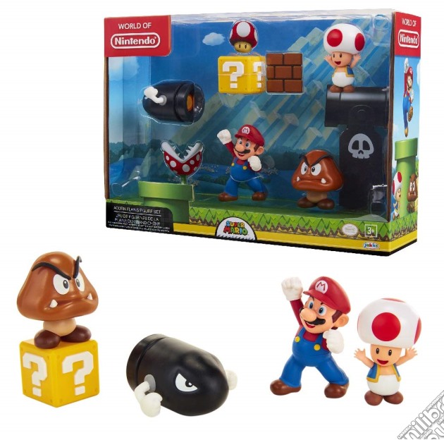 Nintendo: Jakks - Super Mario - Mario Acorn Plains Diorama Set 5 (Figure 6 Cm / Personaggi) gioco di Jakks