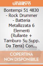Bontempi 51 4830 - Rock Drummer - Batteria Metallizzata 6 Elementi (Rullante + Tamburo Su Supp. Da Terra) Con Sgabello giochi