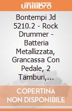 Bontempi Jd 5210.2 - Rock Drummer - Batteria Metallizzata, Grancassa Con Pedale, 2 Tamburi, Piatto Metallico, 2 Bacchette. Sgabello Regolabile gioco di Bontempi