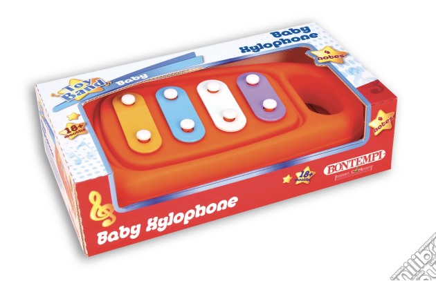 Bontempi 55 0525 - Toy Band Baby - Xilofono Con 4 Note Metalliche Colorate, 1 Bacchetta In Dotazione. gioco di Bontempi