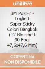 3M Post-it - Foglietti Super Sticky Colori Bangkok (12 Blocchetti 90 Fogli 47,6x47,6 Mm) gioco di 3M