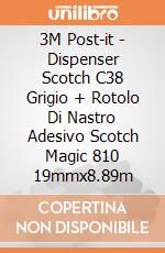 3M Post-it - Dispenser Scotch C38 Grigio + Rotolo Di Nastro Adesivo Scotch Magic 810 19mmx8.89m gioco di 3M