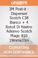 3M Post-it - Dispenser Scotch C38 Bianco + 4 Rotoli Di Nastro Adesivo Scotch Magic 810 19mmx33m gioco di 3M