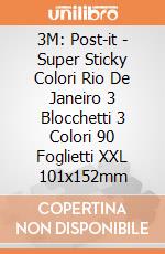 3M: Post-it - Super Sticky Colori Rio De Janeiro 3 Blocchetti 3 Colori 90 Foglietti XXL 101x152mm gioco