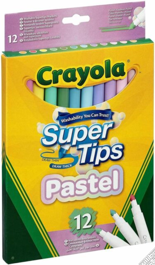 Crayola: 12 Superpunta Lavabili Colori Pastello gioco