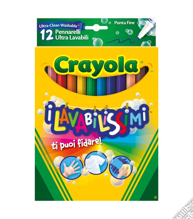 Crayola - Lavabilissimi - 12 Pennarelli Punta Fine Ultra Lavabili gioco di Crayola