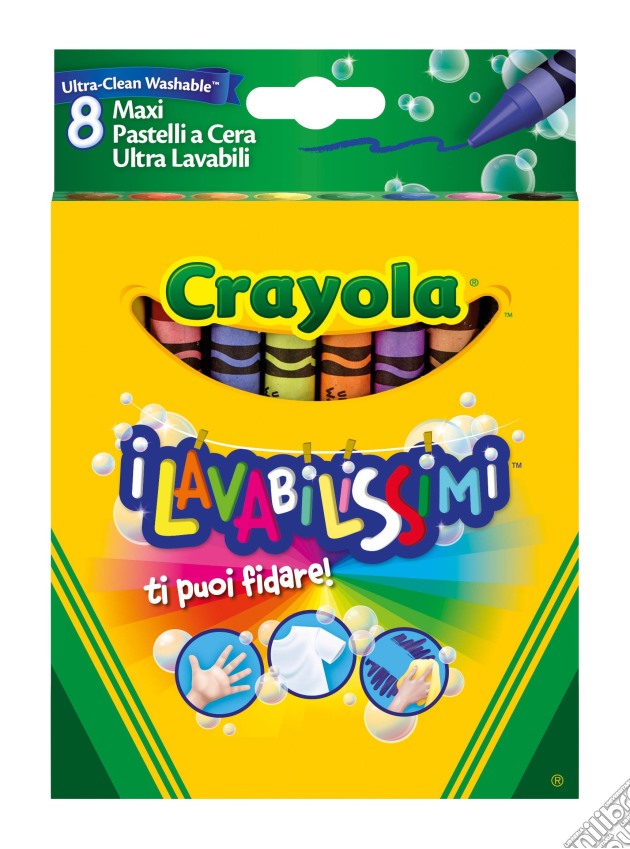 Crayola - Lavabilissimi - 8 Maxi Pastelli A Cera Lavabili gioco di Crayola