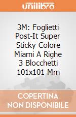 3M: Foglietti Post-It Super Sticky Colore Miami A Righe 3 Blocchetti 101x101 Mm gioco di 3M