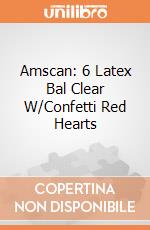 Amscan: 6 Latex Bal Clear W/Confetti Red Hearts gioco