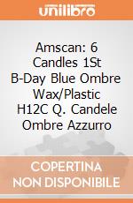 Amscan: 6 Candles 1St B-Day Blue Ombre Wax/Plastic H12C Q. Candele Ombre Azzurro giochi