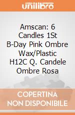 Amscan: 6 Candles 1St B-Day Pink Ombre Wax/Plastic H12C Q. Candele Ombre Rosa giochi