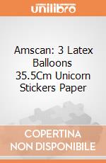 Amscan: 3 Latex Balloons 35.5Cm Unicorn Stickers Paper gioco
