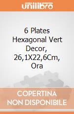6 Plates Hexagonal Vert Decor, 26,1X22,6Cm, Ora gioco