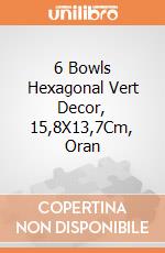 6 Bowls Hexagonal Vert Decor, 15,8X13,7Cm, Oran gioco