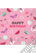 16 Napkins 'Happy Birthday' Rosa 33Cm X 33Cm giochi