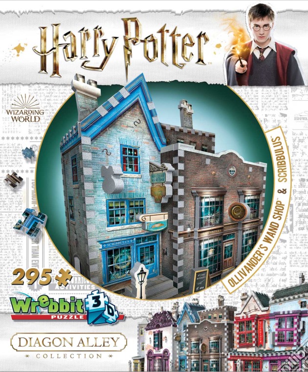 Wrebbit W3D-0508 - Harry Potter - 3D Puzzle 295 Pz - Diagon Alley Ollivander's Wand Shop + Scribbulus gioco