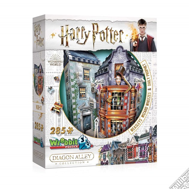 Wrebbit W3D-0511 - Harry Potter - 3D Puzzle 285 Pz - Diagon Alley Weasleys' Wizard Wheezes & Daily Prophet gioco di Wrebbit