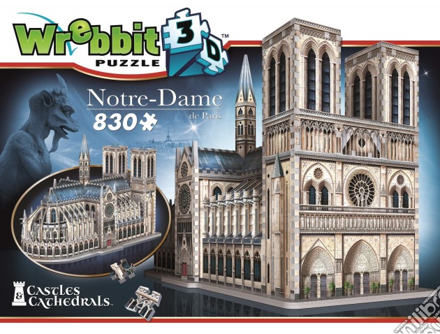 Wrebbit W3D-2020 - 3D Puzzle 830 Pz - Notre Dame De Paris puzzle