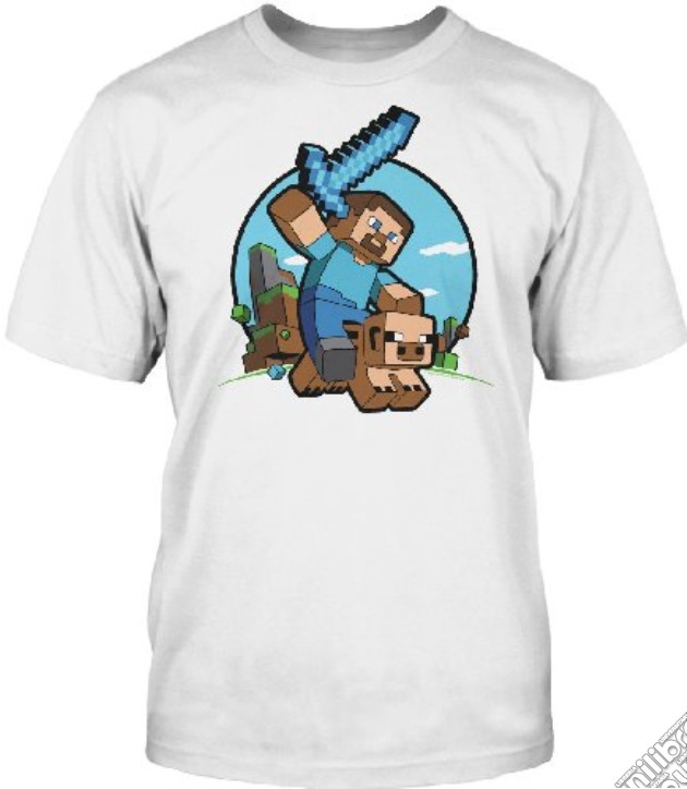 Minecraft - Pig Riding (T-Shirt Uomo S) gioco di TimeCity