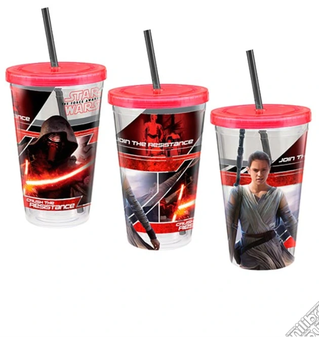 Star Wars - Episode VII - Bicchiere In Acrilico Con Coperchio E Cannuccia 500 Ml gioco di Joy Toy